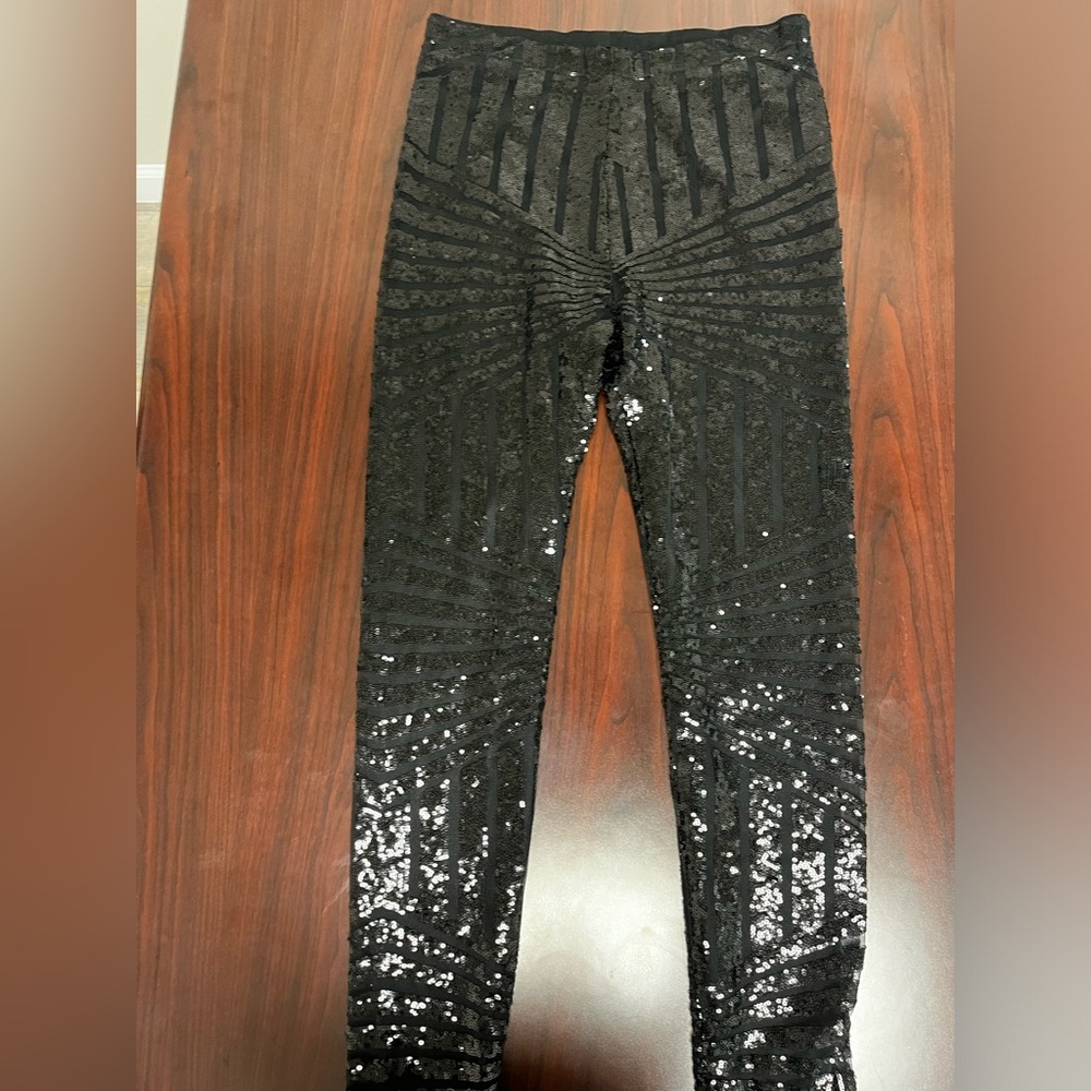Gianni Bini Black Sequin Embellished Leggings